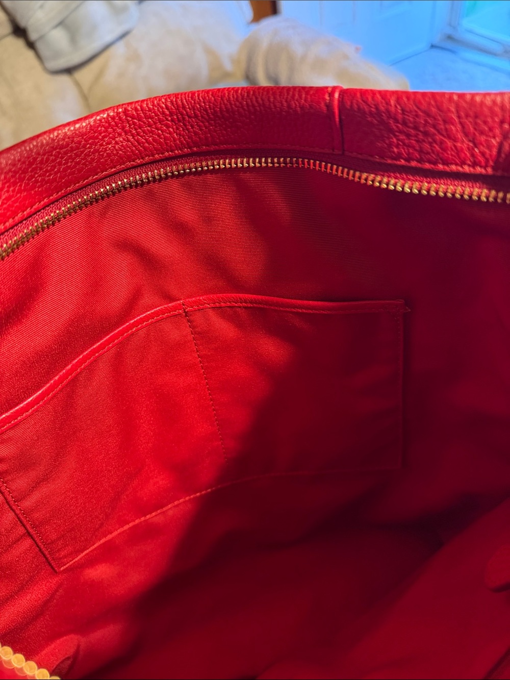 Coach Pebbled Leather Crossbody Bag in Bright Red - Picture 5 of 9